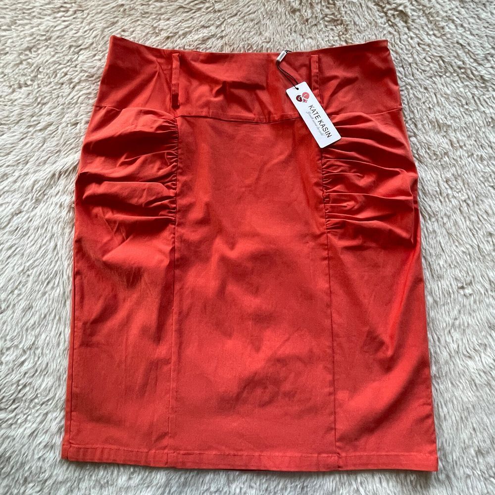 Kate‎ Kasin Pencil Skirt Women's Reddish Orange Bold Color 2XL 34"-35" NWT